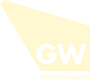 Griffin Williams Entertainment logo – 'GW Entertainment' beneath a cream spotlight beam